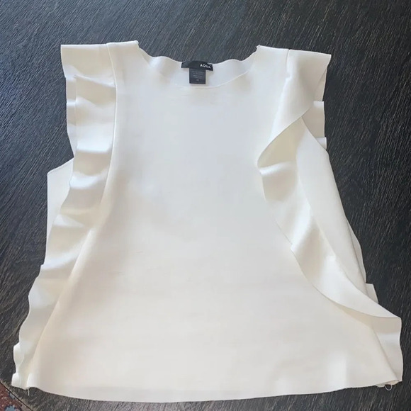 Aqua ruffled sleeveless top - Picture 4 of 6